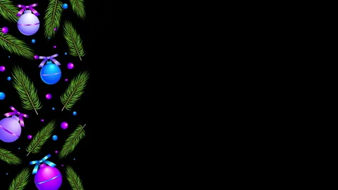 3D Neon Balls Leaves Frame Stock Footage 256354473