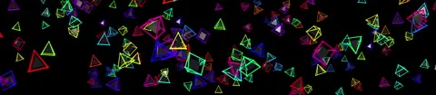 3D Neon Bouncing Geometric Shapes Particles VJ Loop - Colorful Abstract Stages Stock Footage 340985854