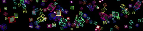 3D Neon Bouncing Geometric Shapes Particles VJ Loop - Colorful Abstract Stages Stock Footage 340986732