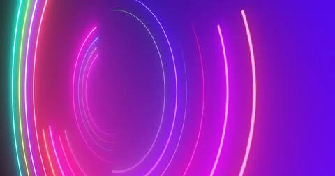 3d Neon circles moving bg. Show starter intro background for videos, titles.. Stock Illustration