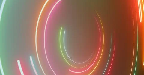 3d Neon circles moving bg. Show starter intro background for videos, titles.. Stock Illustration