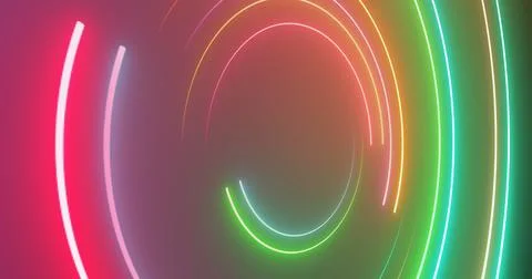 3d Neon circles moving bg. Show starter intro background for videos, titles.. Stock Illustration