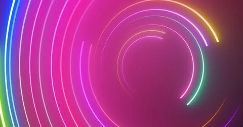 3d Neon circles moving loop. Show starter intro background for videos, titl.. Stock Illustration