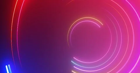 3d Neon circles moving loop. Show starter intro background for videos, titl.. Stock Illustration