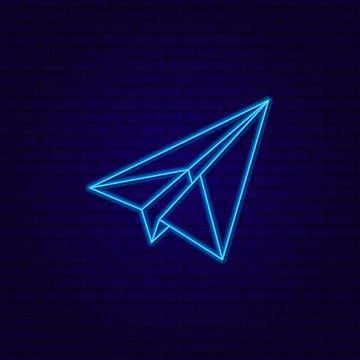 3d Neon design element Message, a paper Airplane icon Stock Illustration