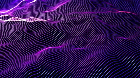 3D neon digital waves flowing through virtual space Stock Footage 309002743