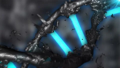 3D Neon DNA Molecule Construction Animation. Medical Research Concept. 4K Stock Footage 204971412