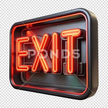 3d neon exit sign for emergency evacuation Plantilla PSD