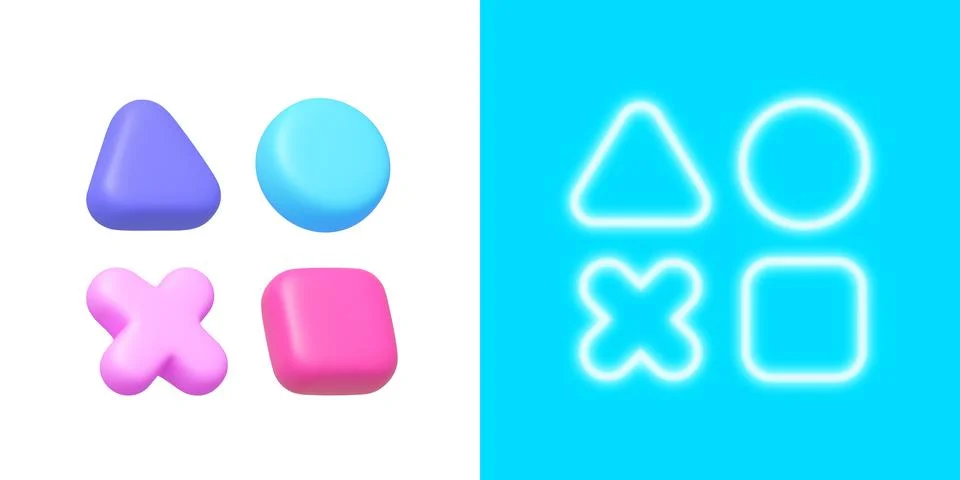 3d neon game for computer game design. Circle geometric shape. 3d vector icon Stock-Illustration