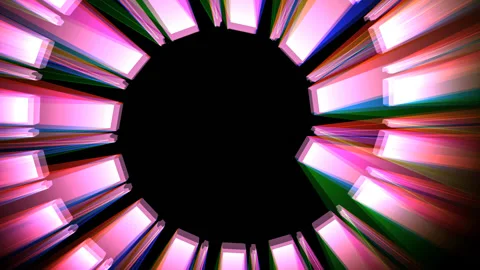 3D neon glow geometrical object rotating over black Video stock 147896291
