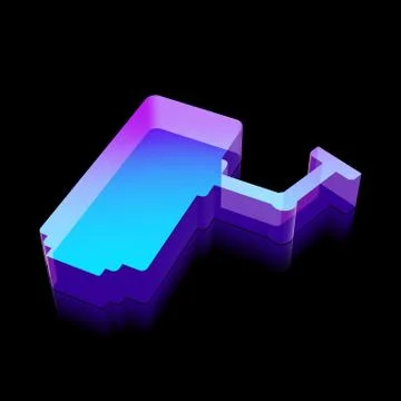 3d neon glowing Cctv Camera icon made of glass, vector illustration 스톡 일러스트