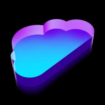 3d neon glowing Cloud icon made of glass, vector illustration 스톡 일러스트