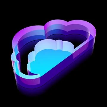 3d neon glowing Cloud icon made of glass, vector illustration Stockillustratie