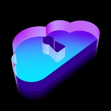 3d neon glowing Cloud With Keyhole icon made of glass, vector illustration 스톡 일러스트