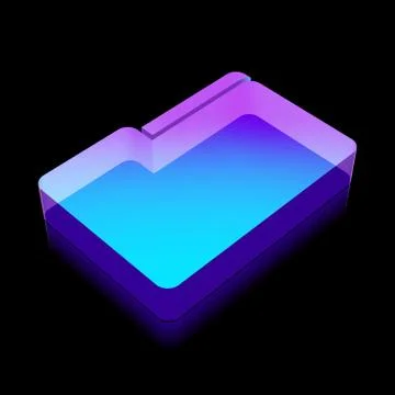 3d neon glowing Folder icon made of glass, vector illustration Stock Illustration