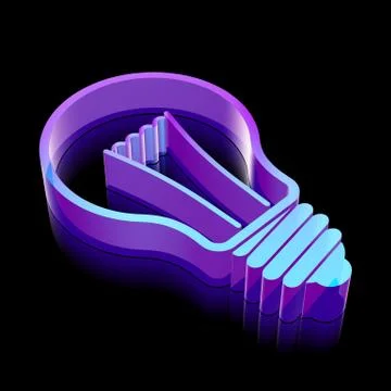 3d neon glowing Light Bulb icon made of glass, vector illustration 스톡 일러스트