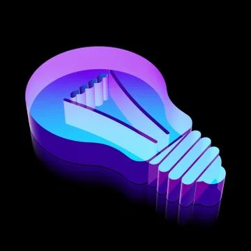 3d neon glowing Light Bulb icon made of glass, vector illustration イラスト素材