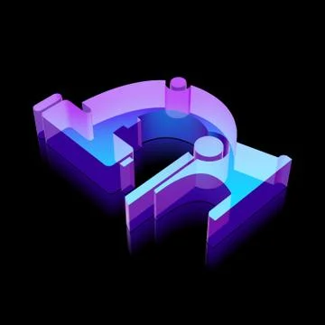 3d neon glowing Microscope icon made of glass, vector illustration Illustrazione stock