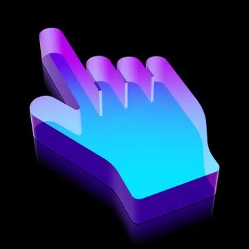 3d neon glowing Mouse Cursor icon made of glass, vector illustration Stock Illustration