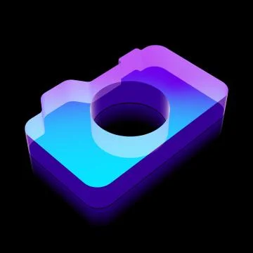 3d neon glowing Photo Camera icon made of glass, vector illustration 스톡 일러스트