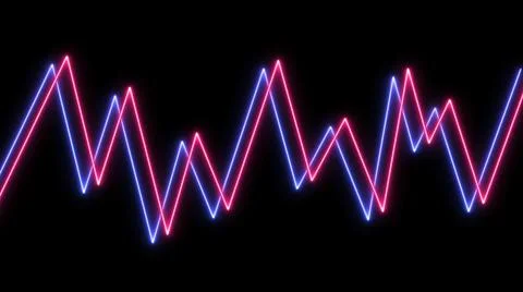 3d neon graph diagram lines on black background. Sound, visual, analytics Illustrazione stock