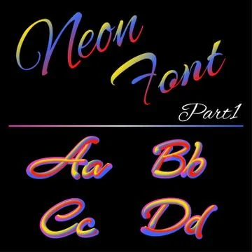 3D Neon Led Font. Liquid Matte Rounded Type. Tube Hand-Drawn Lettering Ilustración de archivo