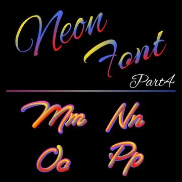 3D Neon Led Font. Liquid Matte Rounded Type. Tube Hand-Drawn Lettering Ilustración de archivo
