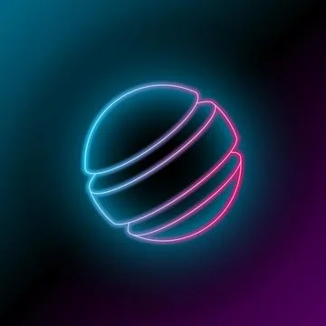 3d neon light sphere divided to three parts Stock Illustration