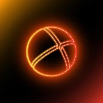 3d neon light sphere divided to four parts. Shining outlone ball Stock Illustration