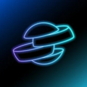 3d neon light sphere divided to four parts. Shining outlone ball Stock Illustration
