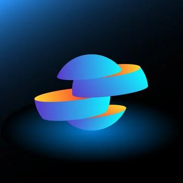 3d neon light sphere divided to four parts Stock Illustration