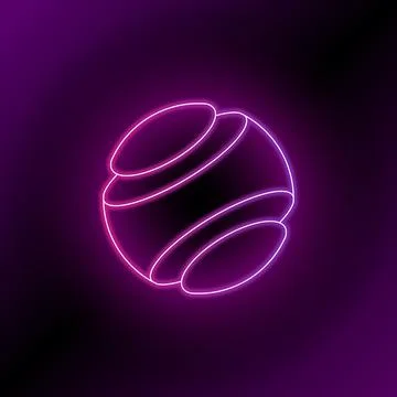 3d neon light sphere divided to three parts Stock Illustration