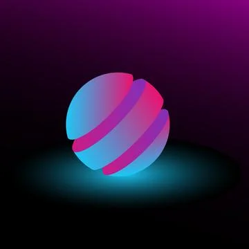 3d neon light sphere. Shining ball Stock Illustration