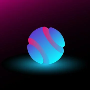 3d neon light sphere. Shining ball Stock Illustration
