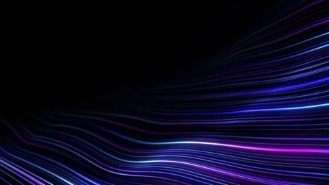 3D neon line space. Looped glowing lines on a smooth wave landscape. Neon f.. 스톡 동영상 335646185