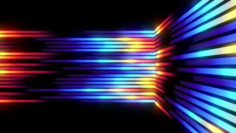 3D neon lines abstract background loop. Glowing stripes, corner wall. Stock Footage 344481020