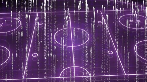 3D neon lines starting tracing grid panels forming as numeric code cascading Stock Footage 311141799