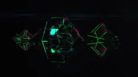 3D neon pyramid Stock Footage 46363714
