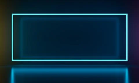 3d neon rectangle on a dark background イラスト素材