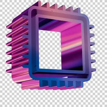 3D Neon Retro Icon -  CPU driver symbol 스톡 일러스트