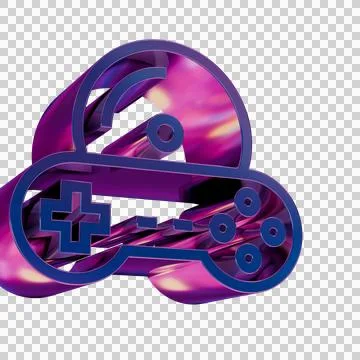 3D Neon Retro Icon - Joystick video game retro style Stock Illustration