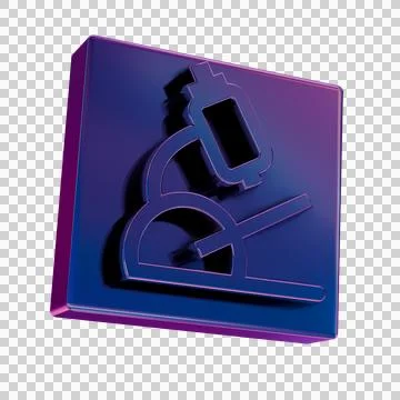 3D Neon Retro Icon -  Microscope symbol 스톡 일러스트