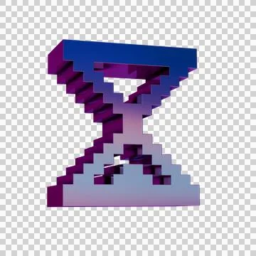 3D Neon Retro Icon -  Pixel icon hourglass Stock Illustration