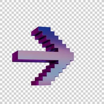 3D Neon Retro Icon -  Pixel icon Arrow right symbol Stock Illustration