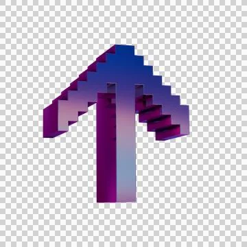 3D Neon Retro Icon -  Pixel icon Arrow UP symbol Stock Illustration