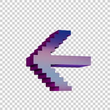 3D Neon Retro Icon - Pixel icon Arrow Left symbol Stock Illustration