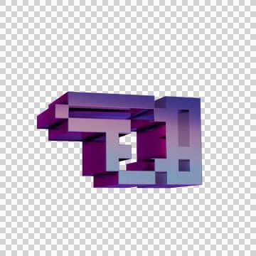 3D Neon Retro Icon -  Pixel icon Arrow Hand Left symbol Stock Illustration