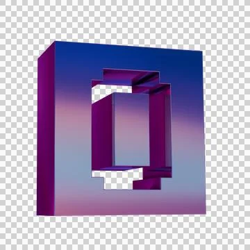 3D Neon Retro Icon -  Pixel number 0. symbol Illustrazione stock