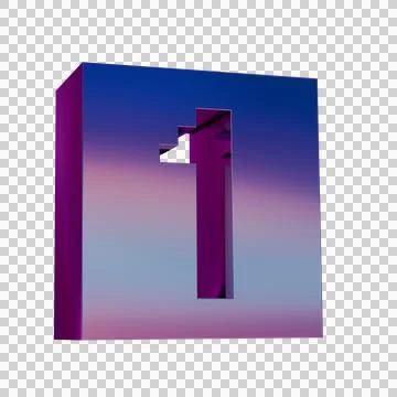 3D Neon Retro Icon -  Pixel number 1 symbol 库存插图