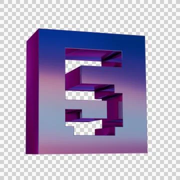 3D Neon Retro Icon -  Pixel number 5 symbol Stockillustratie